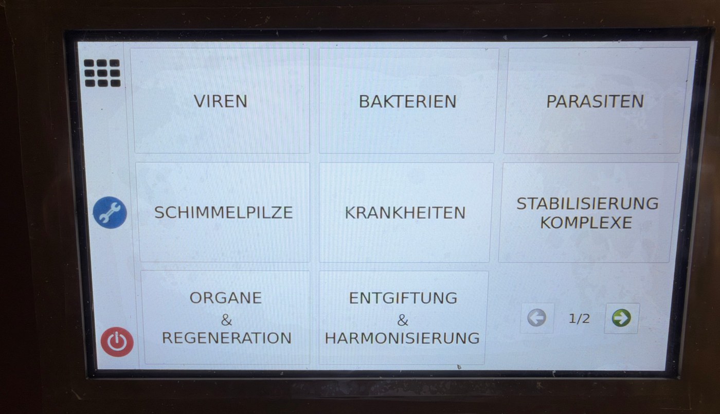 Touchscreen-Menü – Beispielfoto